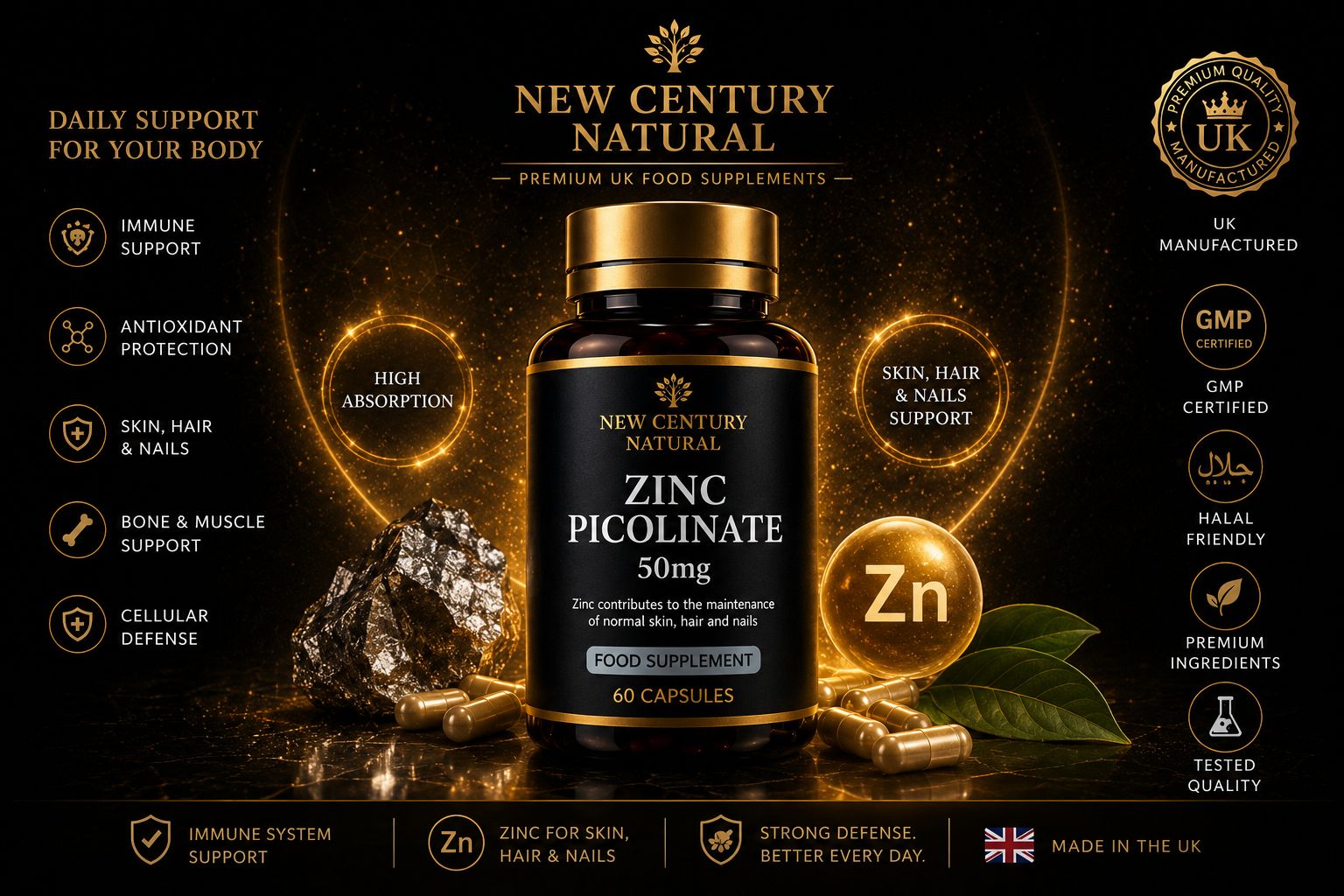 New Century Natural Zinc Picolinate 50mg – 60 Capsules