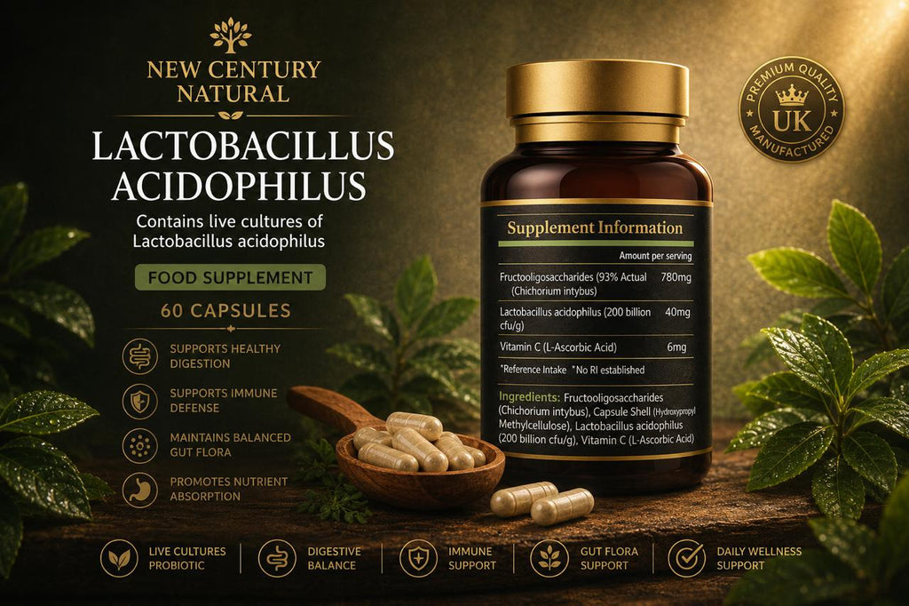 New Century Natural Probiotic Lactobacillus Acidophilus 4 Billion – 60 Capsules
