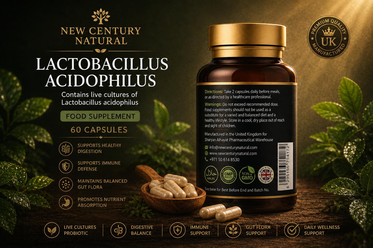 New Century Natural Probiotic Lactobacillus Acidophilus 4 Billion – 60 Capsules