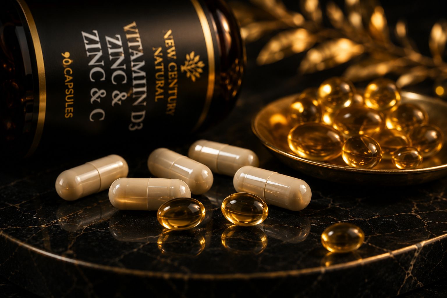 New Century Natural Vitamin D3, Zinc & C – Immune & Wellness Support | 90 Capsules