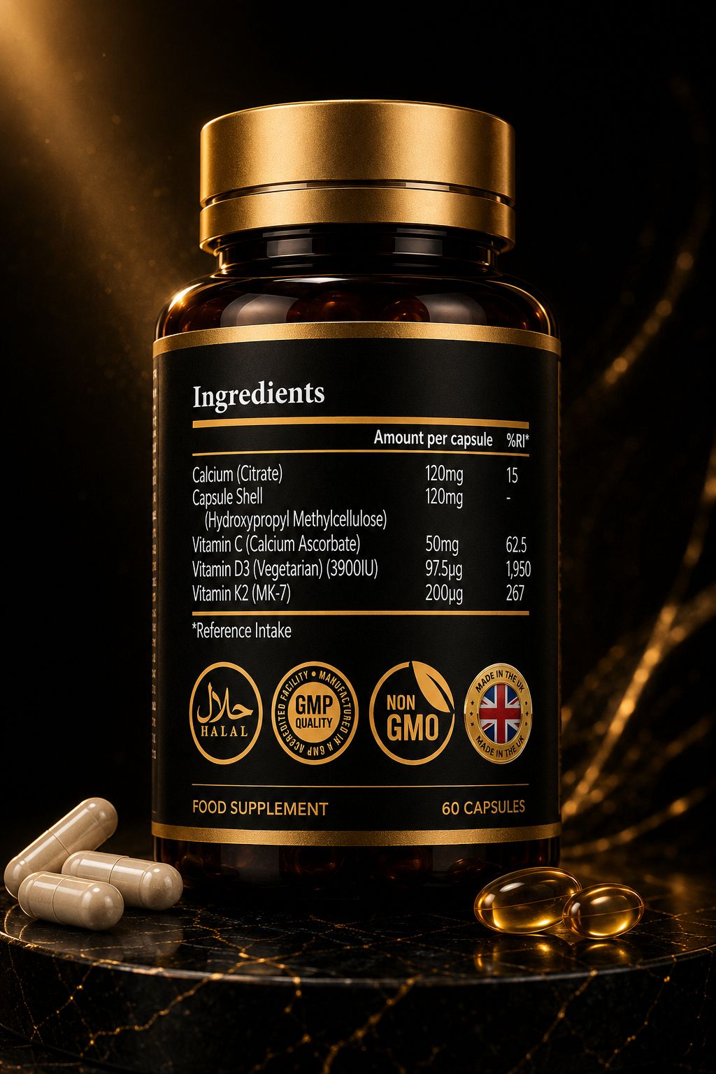 New Century Natural Vitamin D3 Plus with K2 – Premium Bone & Wellness Support | 60 Capsules