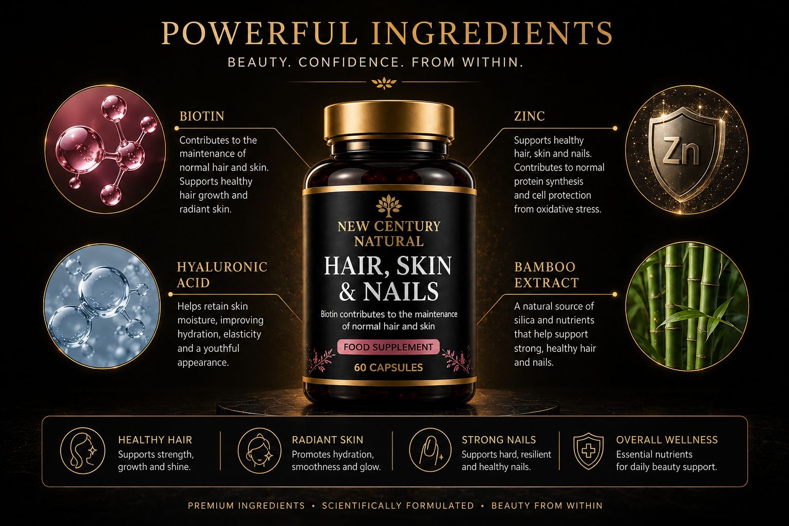 New Century Natural Hair, Skin & Nails – 60 Capsules