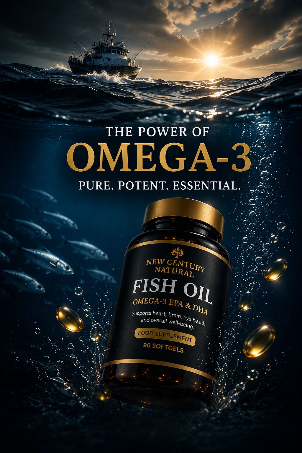 New Century Natural Omega 3 3000mg – 90 Softgels