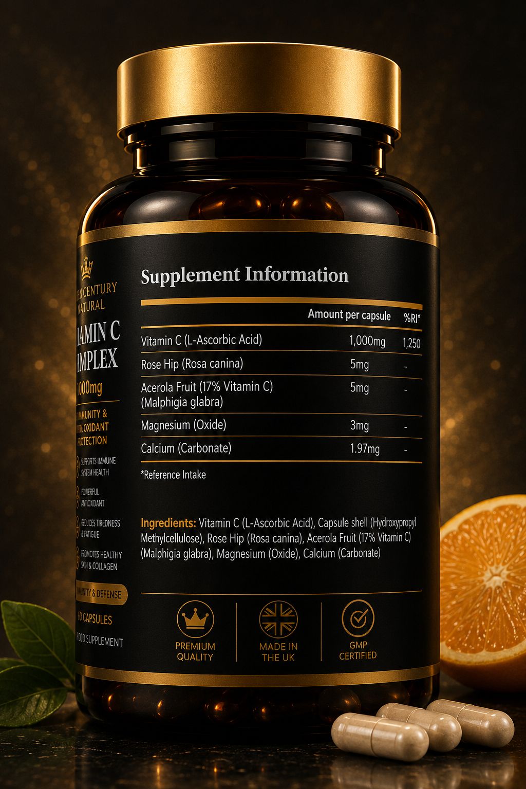 New Century Natural Vitamin C Complex 1000mg – 60 Capsules
