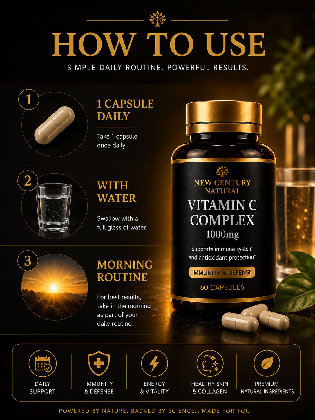New Century Natural Vitamin C Complex 1000mg – 60 Capsules