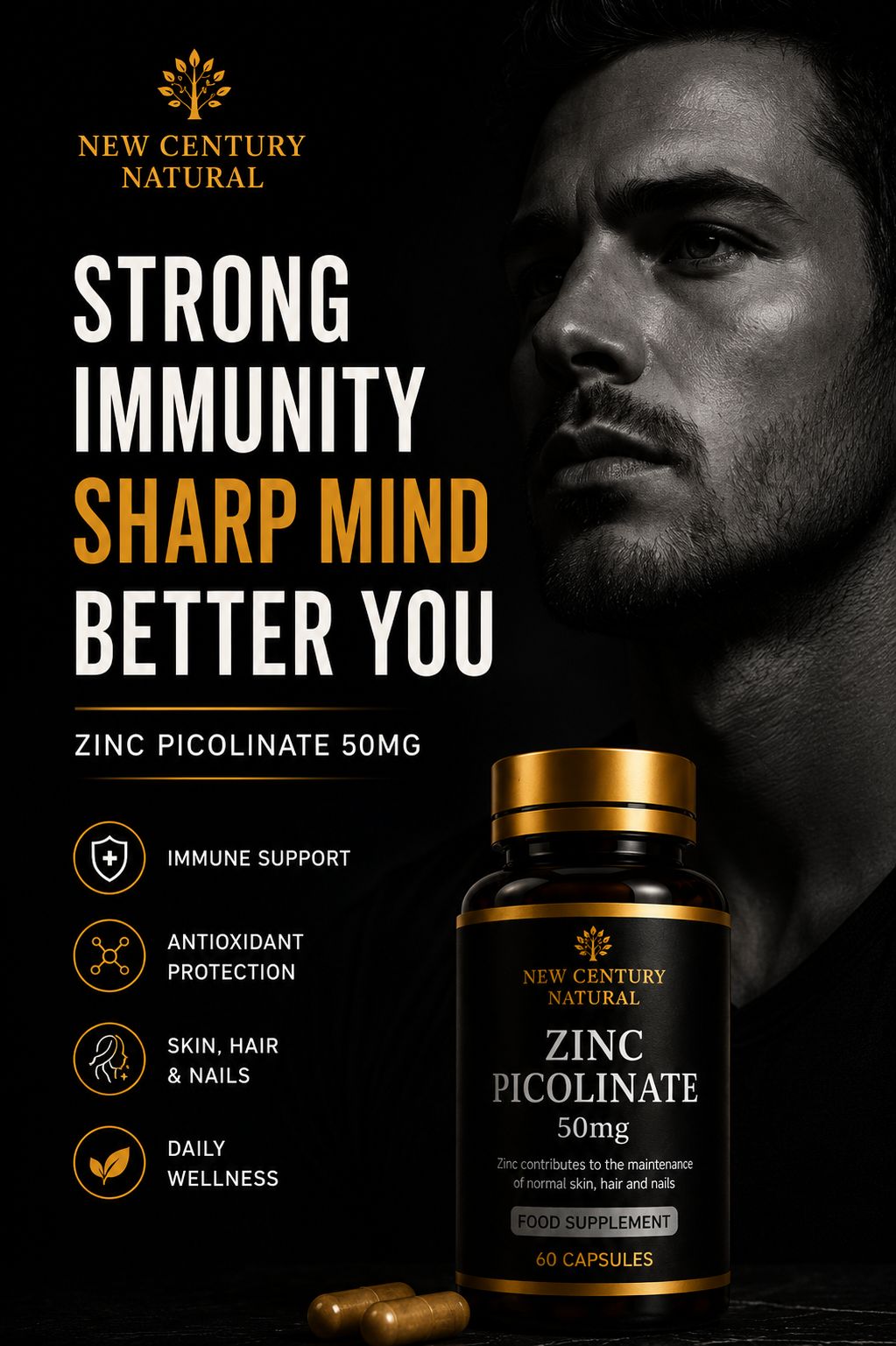 New Century Natural Zinc Picolinate 50mg – 60 Capsules