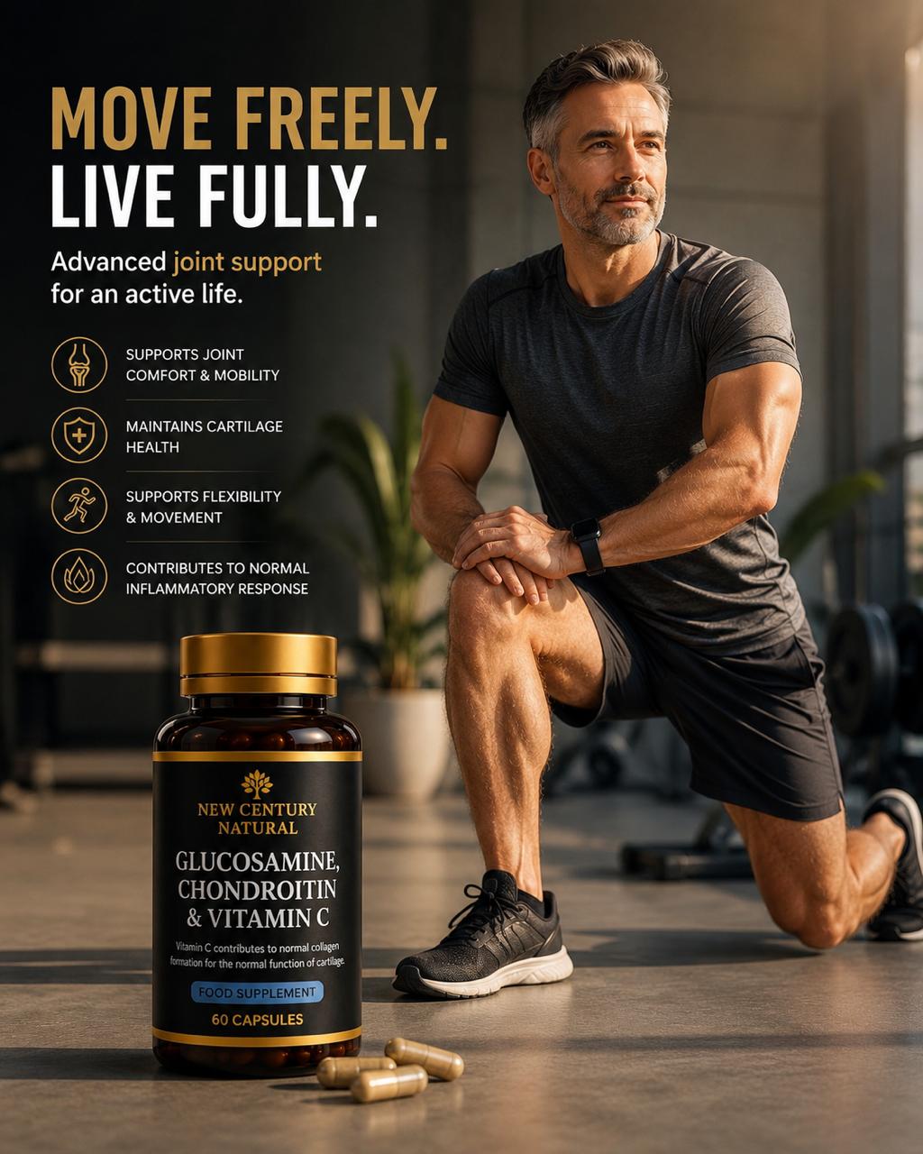 New Century Natural Glucosamine, Chondroitin & Vitamin C – 60 Capsules