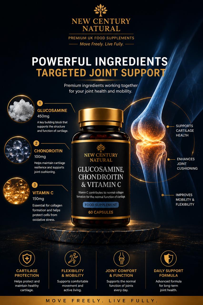 New Century Natural Glucosamine, Chondroitin & Vitamin C – 60 Capsules